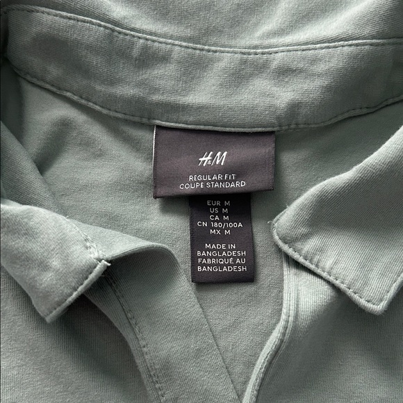 H&M Men's Polo Shirt - Soft Sage - Picture 2 of 6